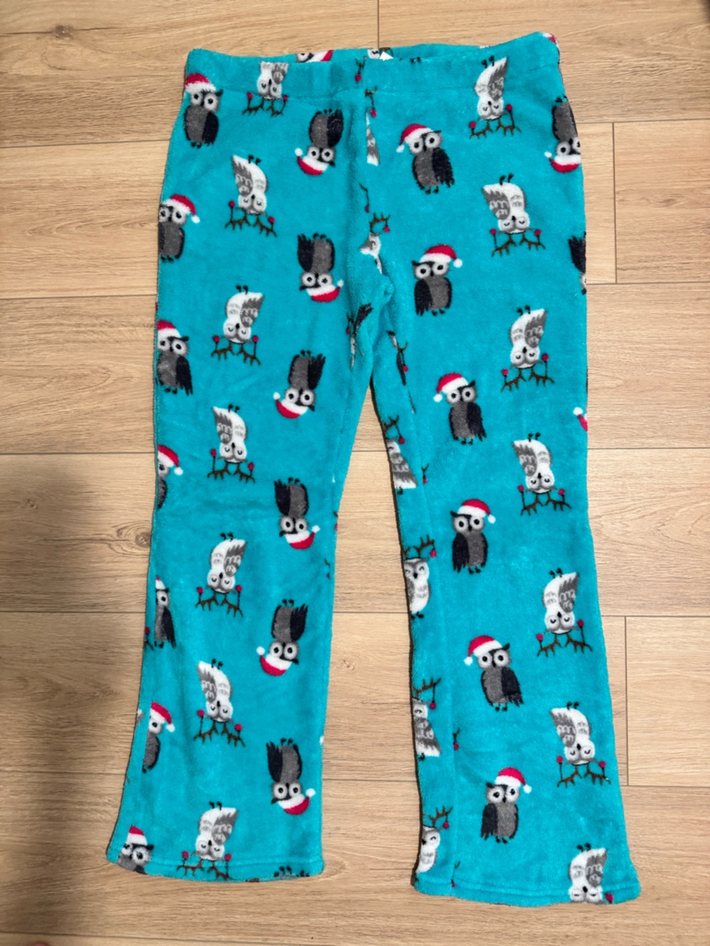 SO Kids Turquoise Fleece Pajama Pants with Holiday Owl Print